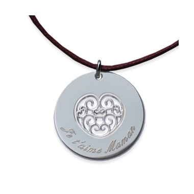 Pendentif rond coeur ajouré personnalisé Pendentif rond coeur ajouré personnalisé