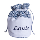 Trousse de toilette brodée singes bleus