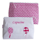 Trousse brodée ballons roses