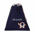 Sac à linge brodé éléphant bleu