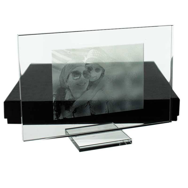 Cadre en verre avec photo gravée au laser