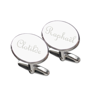 Bouton De Manchette Personnalise Ovale En Argent Massif
