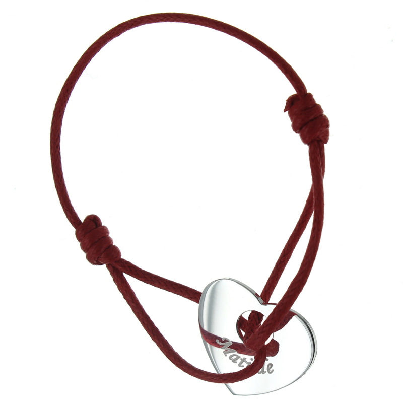 Bracelet coeur ajouré gravé