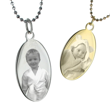 Pendentif ovale photo gravé Pendentif ovale photo gravé