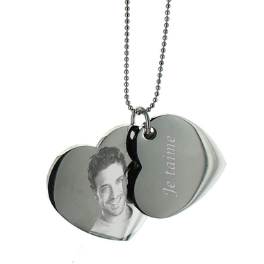 Pendentif deux coeurs personnalisés Pendentif deux coeurs personnalisés