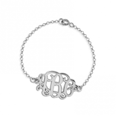 Bracelet initiales monogramme argent massif Bracelet initiales monogramme argent massif