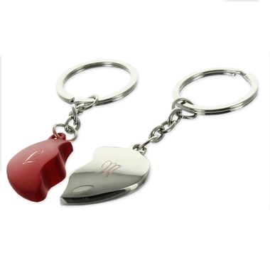 Porte-clés coeur sécable initiales Porte-clés coeur sécable initiales
