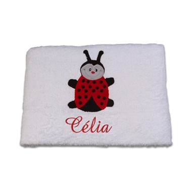 Serviette prénom coccinelle Serviette prénom coccinelle