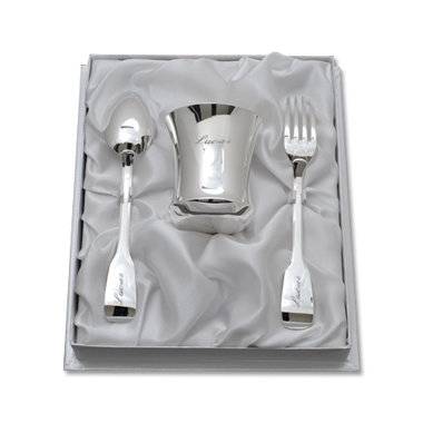 Coffret contemporain timbale et couverts Coffret contemporain timbale et couverts