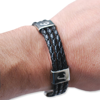 Bracelet cuir 3 cordons gravé