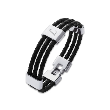 Bracelet cuir 3 cordons gravé Bracelet cuir 3 cordons gravé