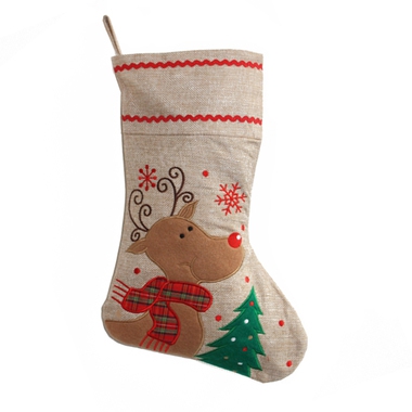 Chaussette de Noël brodée Rennes de Noël Chaussette de Noël brodée Rennes de Noël