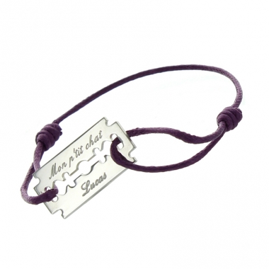 Bracelet lame de rasoir gravée Bracelet lame de rasoir gravée