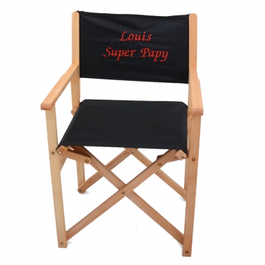 Fauteuil de réalisateur en hêtre toile noire Fauteuil de réalisateur en hêtre toile noire