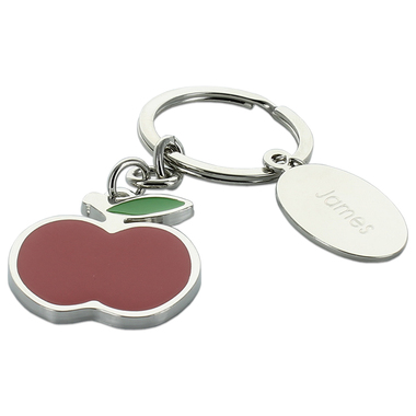 Porte-clés pomme rouge gravé Porte-clés pomme rouge gravé