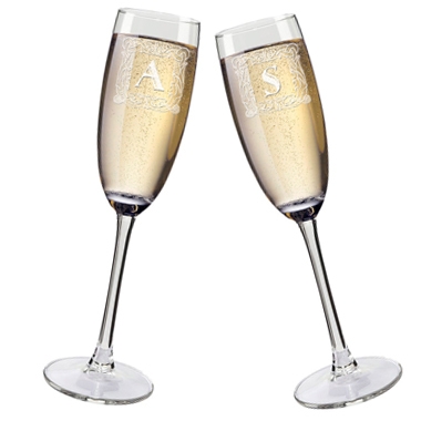 Flûtes à champagne personnalisées initiales Flûtes à champagne personnalisées initiales