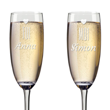 Flûtes à champagne personnalisées St Valentin