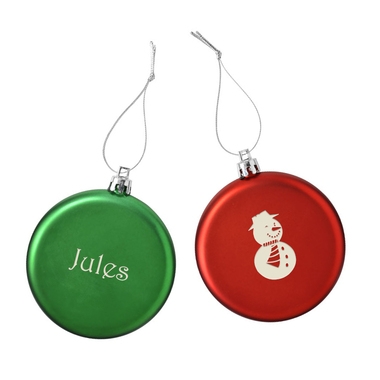 Boules de Noël plates motif et prénom Boules de Noël plates motif et prénom