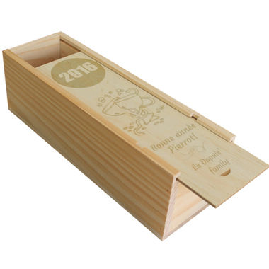 Coffret à vin en bois gravé du nouvel an Coffret à vin en bois gravé du nouvel an