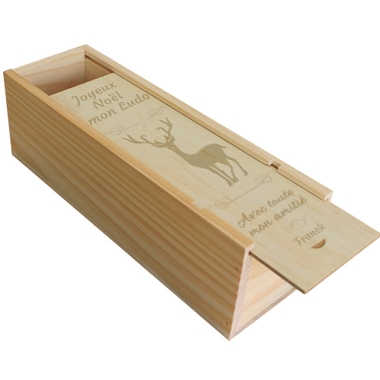 Coffret à vin en bois gravé de Noël Coffret à vin en bois gravé de Noël
