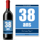 Bouteille de vin avec étiquette anniversaire bleue