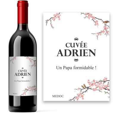 Bouteille de bordeaux avec étiquette japonisante Bouteille de bordeaux avec étiquette japonisante