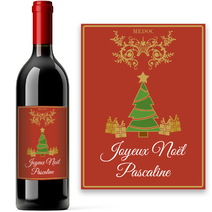 Bouteille de vin personnalisée pour Noël