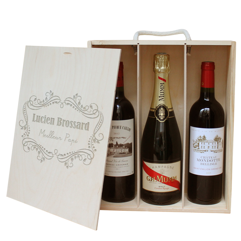 Coffret � vin 3 bouteilles personnalis� baroque 