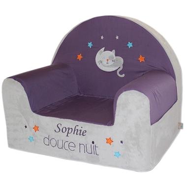 Fauteuil club bébé chaton brodé Fauteuil club bébé chaton brodé
