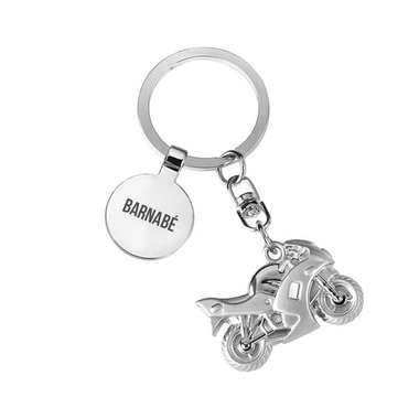 Porte-clés moto médaille gravée Porte-clés moto médaille gravée