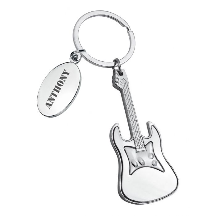 Porte-clés personnalisé guitare gris