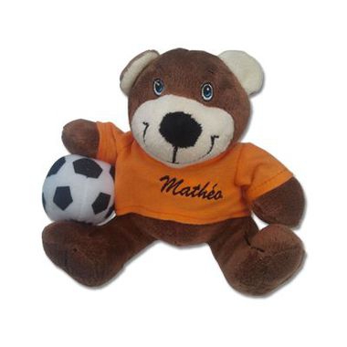 Petit ourson footballeur personnalisé orange Petit ourson footballeur personnalisé orange