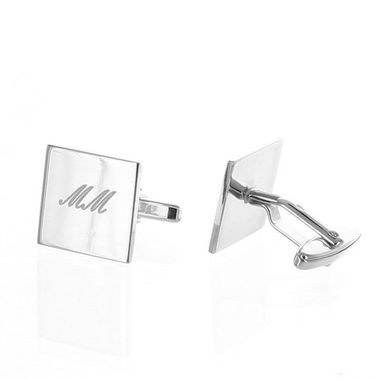 Boutons de manchette carrés à personnaliser argent Boutons de manchette carrés à personnaliser argent