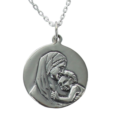 Médaille de baptême Madone gravée argent Médaille de baptême Madone gravée argent