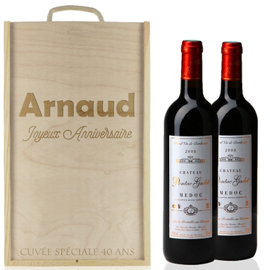 Caisse à vin 2 bouteilles texte gravées Caisse à vin 2 bouteilles texte gravées