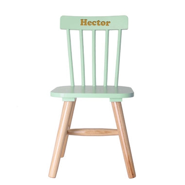 chaise pour enfant verte gravée face chaise pour enfant verte gravée face