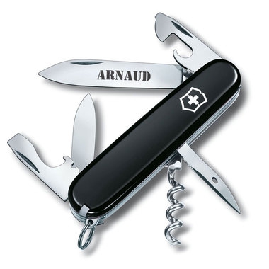Couteau suisse de poche noir gravé Couteau suisse de poche noir gravé