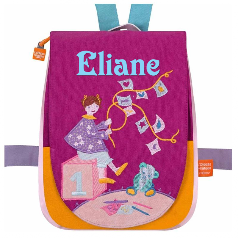 Sac à dos Fillette et Ourson brodé