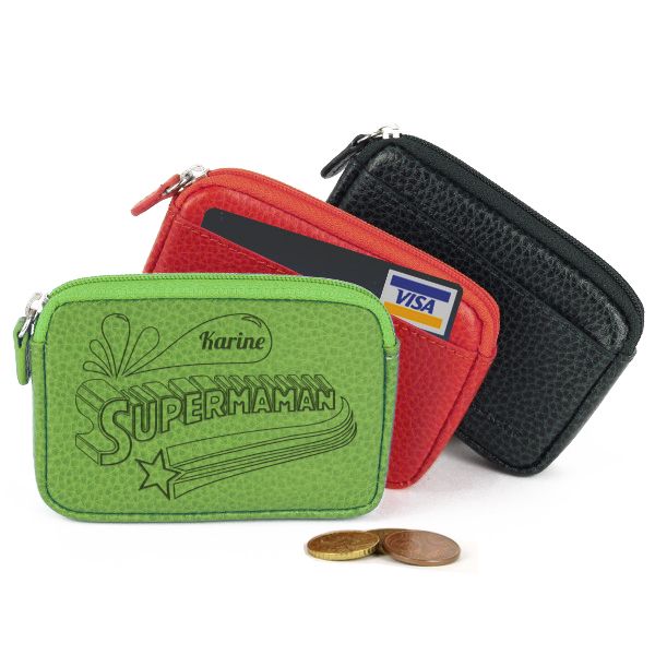 Porte-monnaie cuir Super Maman personnalisé