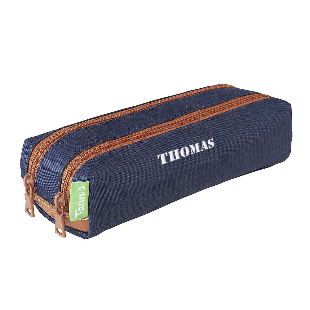 Trousse Tann s unie bleu marine personnalisee avec un prenom