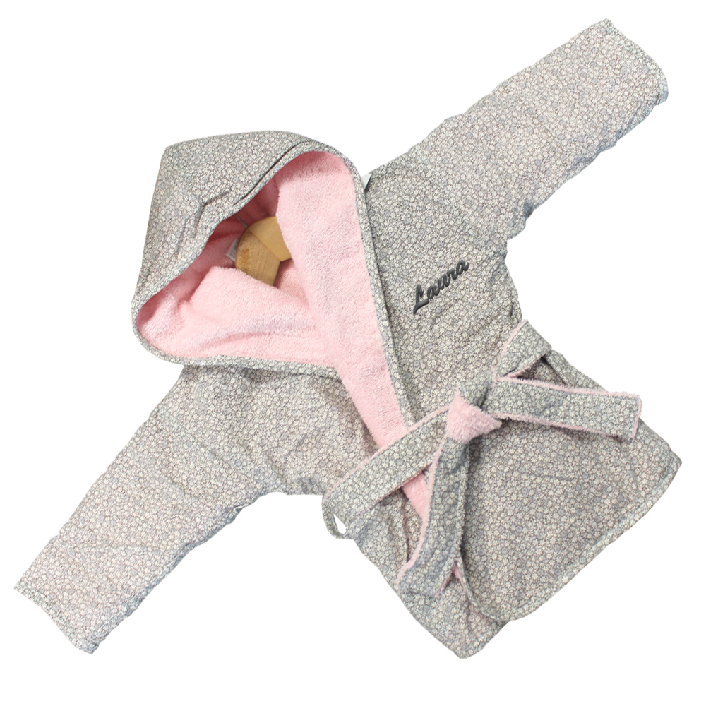 Peignoir bébé rose brodé 