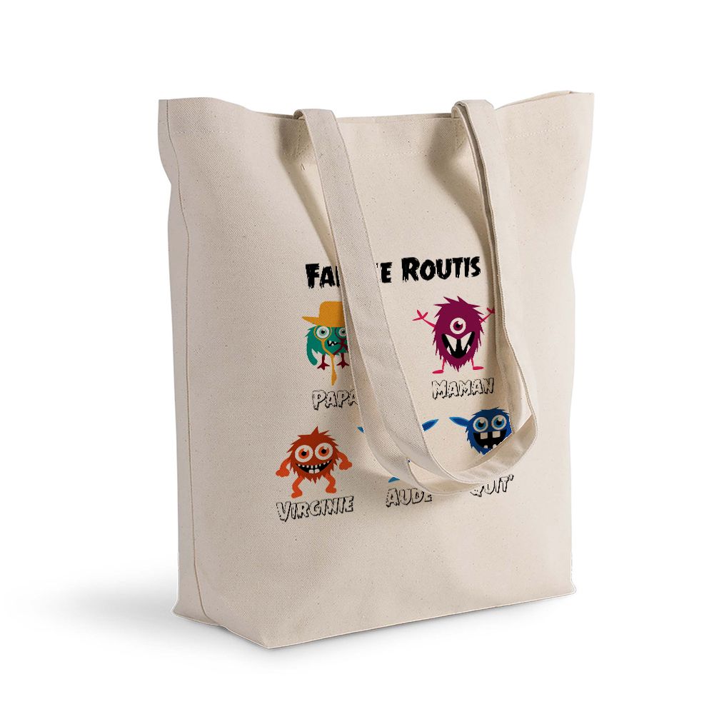 Tote bag 100% coton My Family Monster