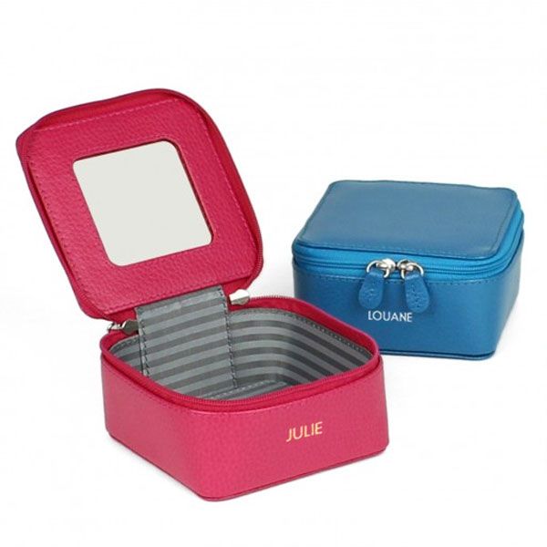 Boîte à bijoux carrée avec miroir personnalisée