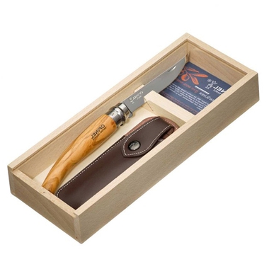 Coffret Opinel n°10 Effilé manche en Olivier personnalisé