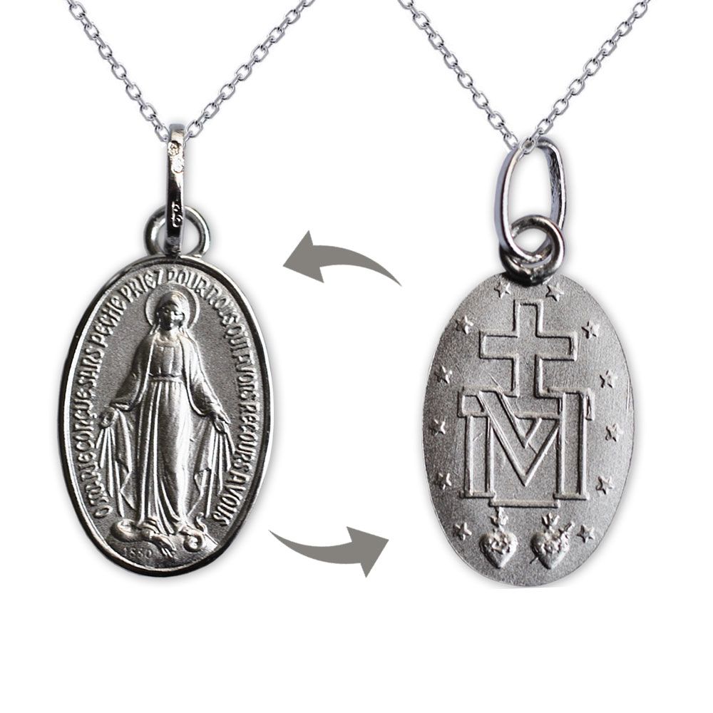 Médaille Vierge miraculeuse en argent massif personnalisée