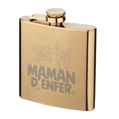 Flasque dorée gravée "Maman d'Enfer"