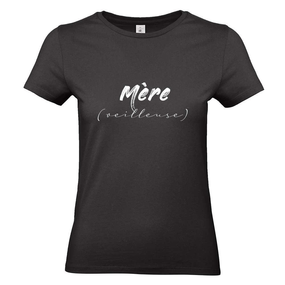 T-shirt femme noir Mère (veilleuse)