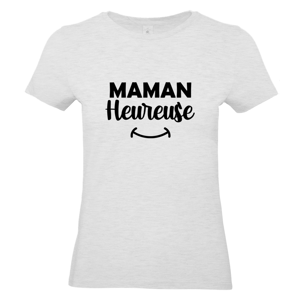 T-shirt femme gris ash Maman heureuse