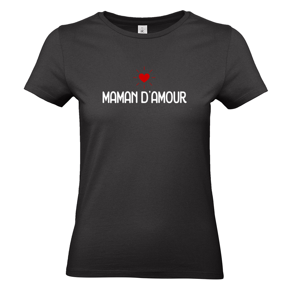 T-shirt femme noir Maman d'amour
