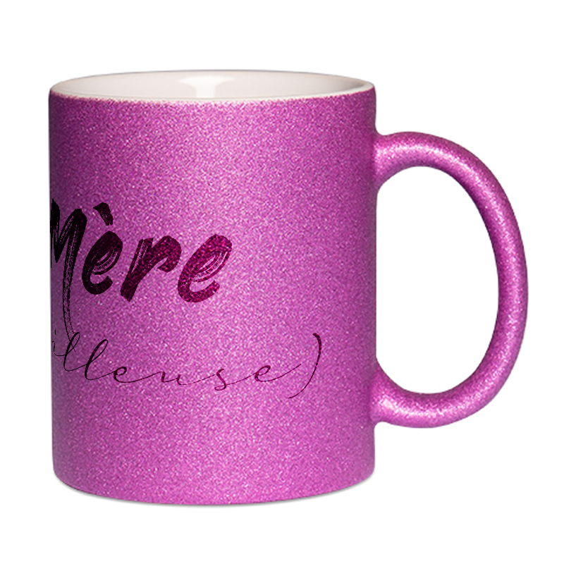 Mug à paillettes violet Mère (veilleuse)